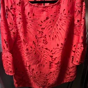 Beautiful Women’s L Orange Cutout Lace Blouse: RSVP Talbots